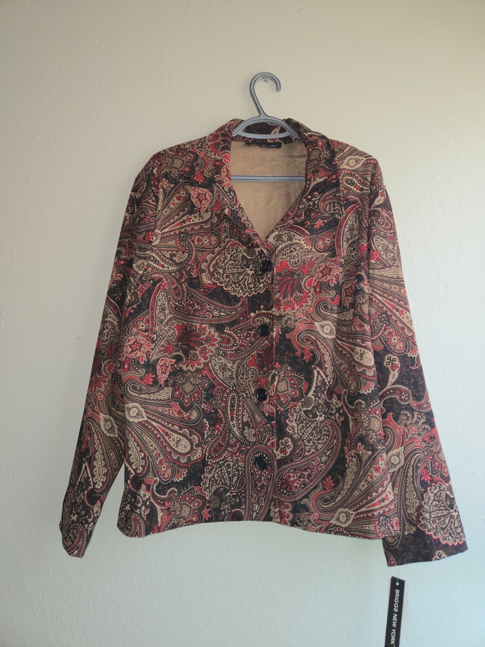 NWT Briggs New York Women 2X Paisley Button Front Jacket Stretch Lightweight